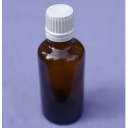 Butelka szklana z zakrętką i kroplomierzem  50 ml brązowa