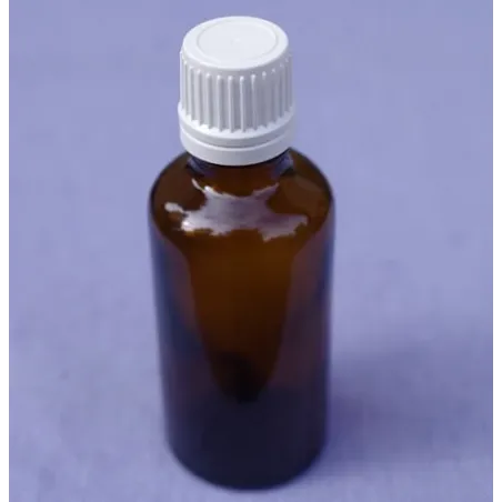 Butelka szklana z zakrętką i kroplomierzem  50 ml brązowa