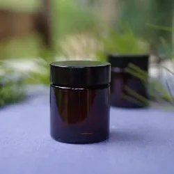 Słoik szklany  30 ml brązowy, nakrętka czarna