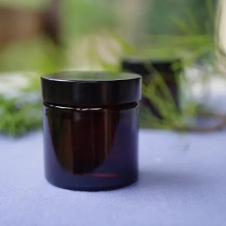 Słoik szklany  60 ml brązowy, nakrętka czarna