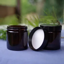 Słoik szklany  60 ml brązowy, nakrętka czarna