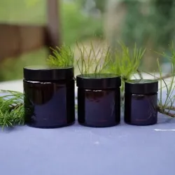 Słoik szklany  60 ml brązowy, nakrętka czarna