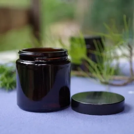 Słoik szklany 120 ml brązowy, nakrętka czarna