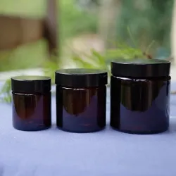 Słoik szklany 120 ml brązowy, nakrętka czarna